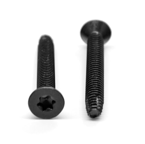 1/4'-20 x 1 (FT) Coarse Thread Floorboard Thread Cutting Screw 6 Lobe Flat Head Type F Low Carbon Steel Black Phosphate and Oil Pk 250 - Poueer