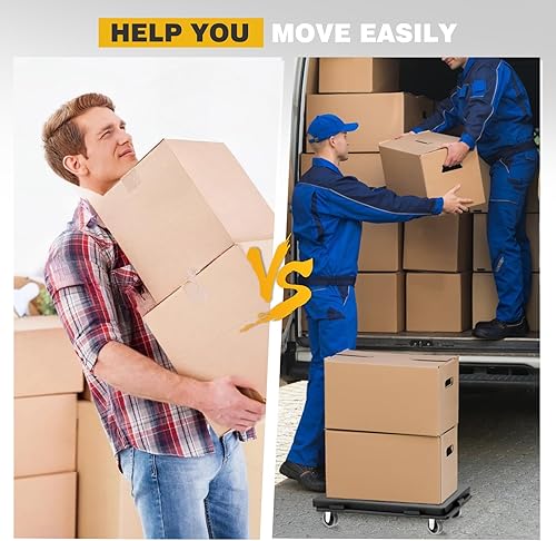 Furniture Dolly,Furniture Movers with Wheels, 500 lbs Capacity, Moving Dolly Cart Heavy Duty,4 Wheels Small Flat cart for Moving Heavy Duty,2 Pack,Black - Poueer