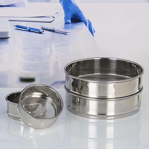 LABALPHA 300 Mesh Lab Sieves, #300 Mesh Test Sieve, 8'' Diameter, 304 Stainless Steel Wire Cloth (0.054mm) - Poueer