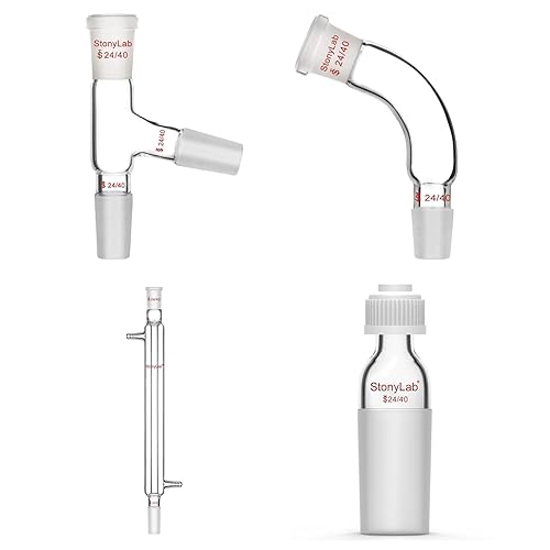 Liebig Condenser, 3 Way Distilling Adapter, Thermometer Inlet Adapter Bundle with Distillation Adapter - stonylab Bundle - Poueer