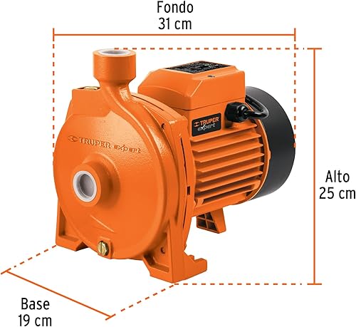 Truper Electric Centrifugal Water Pump 1 HP - Domestic, Brass, 116 L/min Flow, 36m Height, 11.9kg - Poueer