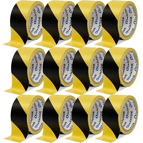Yellow Caution Tape 12 Pack, 3inch x 1000 ft, Halloween Decoration Party Tape Bulk, Waterproof Construction Warning Safety Tape for Danger/Hazardous Area, Barricade Harzard Tape - Poueer