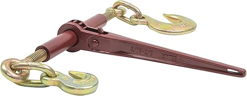 Mytee Products 5/16' - 3/8' Heavy Duty Ratchet Load Chain Binder w/Grab Hook on one Side, 1/2' Slip Hook on Other Side - 6,600 Lbs Working Load Limit (4 Pack) - Poueer