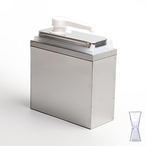 Condiment Pump Dispenser, Stainless Steel Ketchup Pump Dispenser with Measuring Jigger Set-Detachable Leak-Proof Design|for Sauce Honey Syrup Dressing|Commercial & Home Kitchen Use (2L-4jars) - Poueer