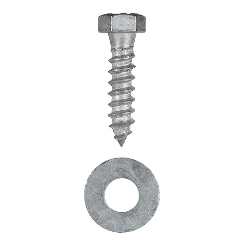 3/8 x 4 (50 Pack) Lag Screw Kit, 50 Screws and 50 washers, Hot Dip Galvanized, Meets ASME B18.2.1 Industrial/Commercial Grade by Makers Bolt - Poueer