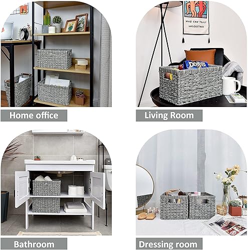 GRANNY SAYS Bundle of 2-Pack Wicker Baskets & 2-Pack Wicker Shelf Baskets - Poueer