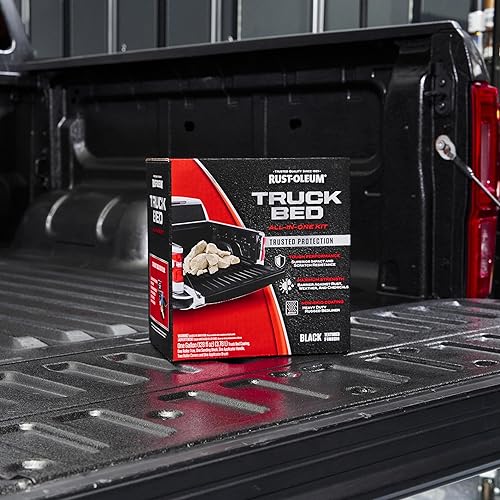 Rust-Oleum 382628 Automotive All-In-One Truck Bed Coating Kit, Gallon, Textured Black - Poueer