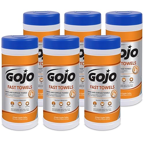 GOJO Fast Towels, Fresh Citrus Scent, 130 Count Multi-Purpose Heavy Duty Textured Wet Towels Bucket (Pack of 1) - 6298-04 - Poueer