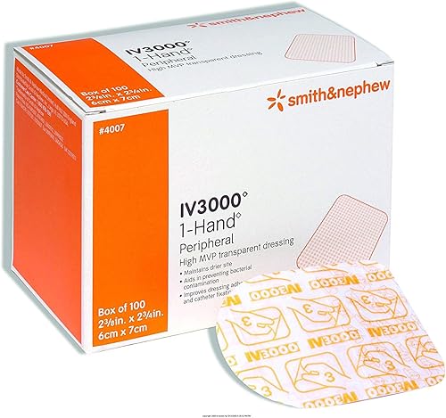 Smith & Nephew IV 3000 1-Hand Transparent Dressing, 100 Count - Poueer