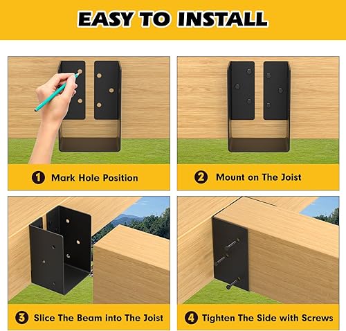 12PCS Concealed Joist Hangers, Concealed Flange Light Joist Hanger for Wood Rail, 2”x 4” Q235 Steel Joist Brackets - Poueer