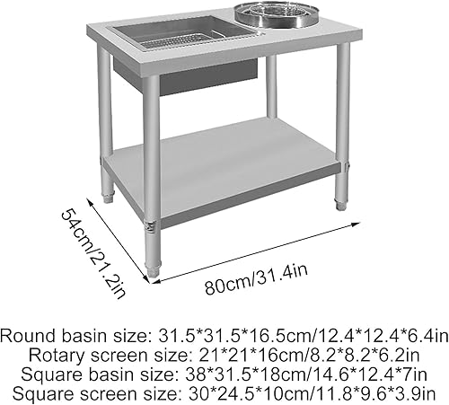 Fried Chicken Breading Station with Stainless Steel Worktop, Containers, and Baskets - Easy to Clean Preparation Table for Kitchen and Restaurant - Poueer