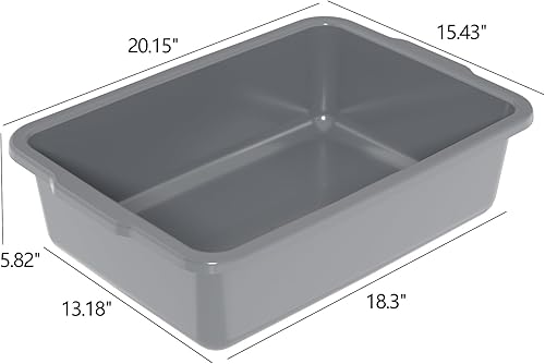 6 Packs 24 L Commercial Restaurant Bus Tub, Plastic Bus Boxes, Gray - Poueer