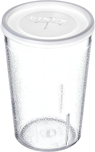 DINEX DX1191ST8714 Disposable Lid with Straw Slot for CFS Stackable and Louis Tumblers, 0.5' Height, 2.62' Width, 2.62' Length, Polystyrene, Translucent (Pack of 1000) - Poueer
