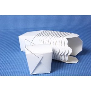 Chinese Take Out Food Boxes: 8 Oz. (1/2 Pint) Lot of 150 - White - Poueer