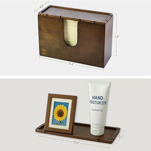 eBun Bamboo Folded Paper Towel Holder – Wall Mount & Countertop Paper Towel Dispenser for Bathroom, Kitchen & Office – Fits C-Fold, Multifold, Z-Fold Towels – Rustic Modern Design, Black - Poueer