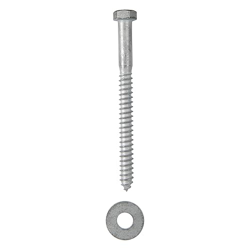 3/8 x 4 (50 Pack) Lag Screw Kit, 50 Screws and 50 washers, Hot Dip Galvanized, Meets ASME B18.2.1 Industrial/Commercial Grade by Makers Bolt - Poueer