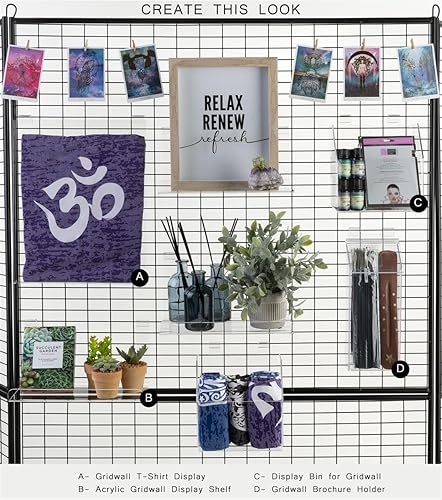 Displays2go Acrylic Display Bin for Gridwall, 4.5” w Opening - Clear (SMGRDADB) - Poueer