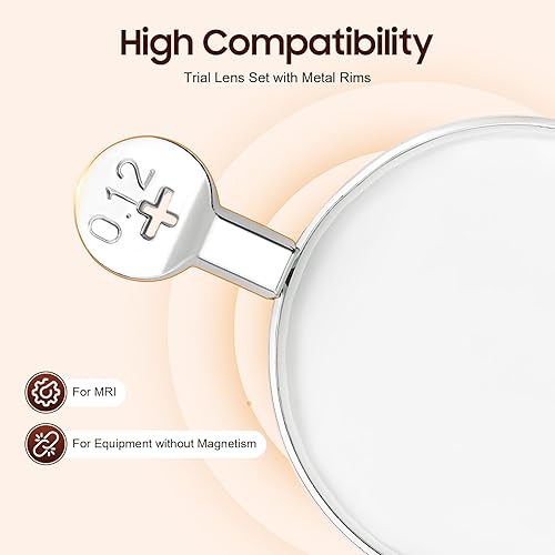 266Pcs Optical Trial Lens Set Optometry Kit Metal Rim Ophthalmic Lenses + Aluminum Case + Trial Frame + Cross Cylinders (266Pcs/Set) - Poueer