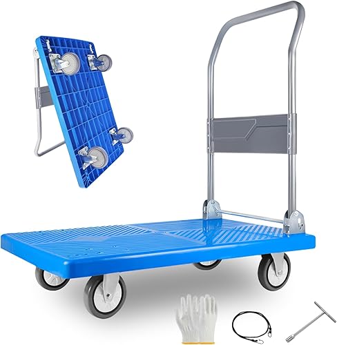 Foldable Platform Truck Dolly Moving Platform Hand Truck,400lbs Capacity Moving Flatbed Cart Push Cart Platform Dolly Cart - Poueer