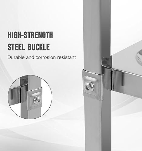 FAHKNS Stainless Steel Cart, 37.2' L X 19.2' W X 36.4' H 3 Layers Stainless Steel with Wheels, 330 LBS Weight Capacity, Rolling Cart with Lockable Universal Wheels, for Kitchen, Lab, Clinic, Salon - Poueer