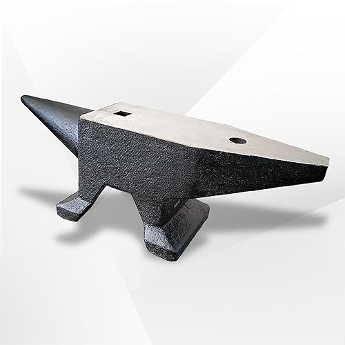 Heavy Duty Cast Steel Anvil with Round/Square Hole Large Countertop 88lb Horn Anvil Blacksmithing Metalsmith Tool Kit Stand Included - Poueer