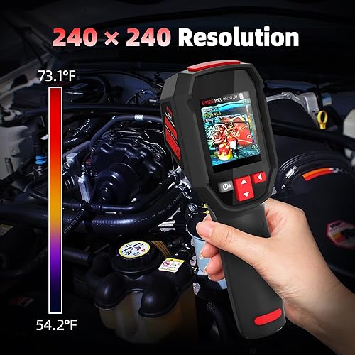 BSIDE Thermal Imaging Camera 240 x 240 Resolution Handheld Infrared Camera, 15 Thermal Palettes with 320 x 240 Full-Viewing TFT LCD for Home Inspection HVAC Electrical, 25Hz Refresh Rate, -4℉~1022℉ - Poueer