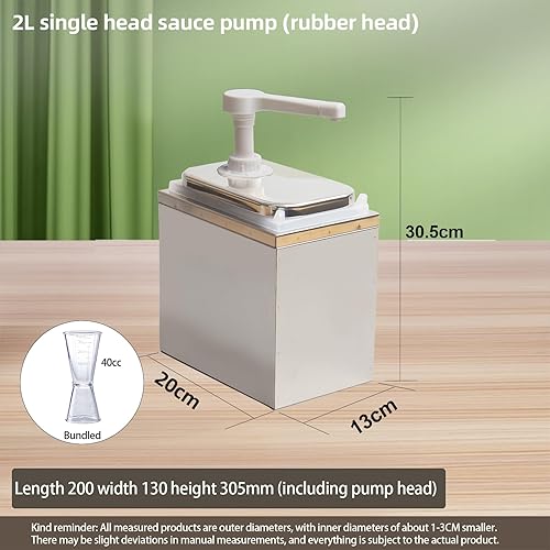 Condiment Pump Dispenser, Stainless Steel Ketchup Pump Dispenser with Measuring Jigger Set-Detachable Leak-Proof Design|for Sauce Honey Syrup Dressing|Commercial & Home Kitchen Use (2L-4jars) - Poueer