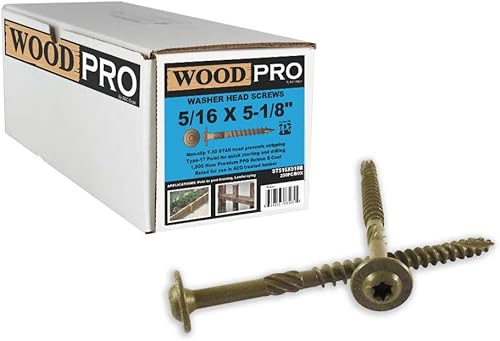 ST516X518B 5/16-Inch by 5-1/8-Inch Length Round Washer Head Exterior Wood Screws, 250-Pack - Poueer