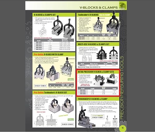 HHIP 3402-0002, 2-3/8 L X 2-3/8 W X 2 H Precision V-Block & CLAMP Set - Poueer
