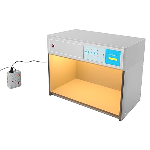 Color Evaluation Cabinet, Color Assessment Box, Versatile Color Assessment Box, 4 Color Matching Cabinet, Light Booth, Automatic Data Preservation, for Fabric, Textile, Printing, Toy, Dyeing - Poueer