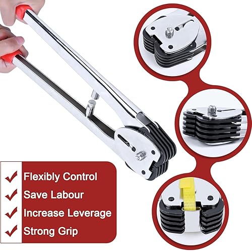 MYFAMIREA Heavy Duty Banding Strapping Kit with Tensioner Tool, 1/2' x 3500FT Polypropylene Plastic Packaging Strapping, 300 Metal Seals, Sealer Tool for Pallets, Logistics, Warehouse (Red) - Poueer