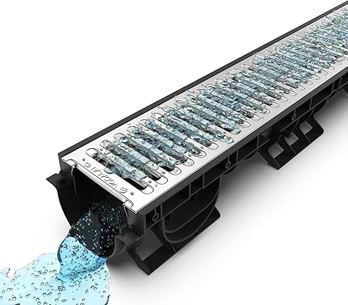 Vodaland - 4 inch Trench Drain Steel Grate Package - 6.2' Depth - PC8000 - Poueer