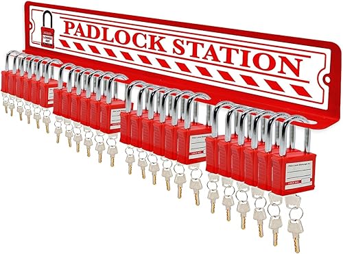Lockout Tagout Locks Station - Loto Station for Safety Padlocks, Includes 24 Lockout Locks Keyed Differently with 2 Keys Each - Poueer