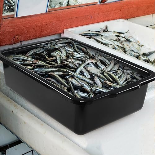 4-Pack 32 Liter Large Black Bus Tubs, Commercial Plastic Bus Trays - Poueer