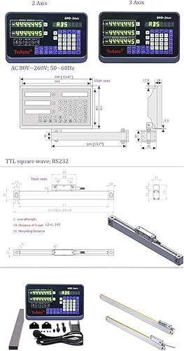 6' 24' 2 Axis Digital Readout DRO Display 5um Precision Linear Scale Encoder 150mm 600mm for CNC Wire Milling Cutting Machine - Poueer