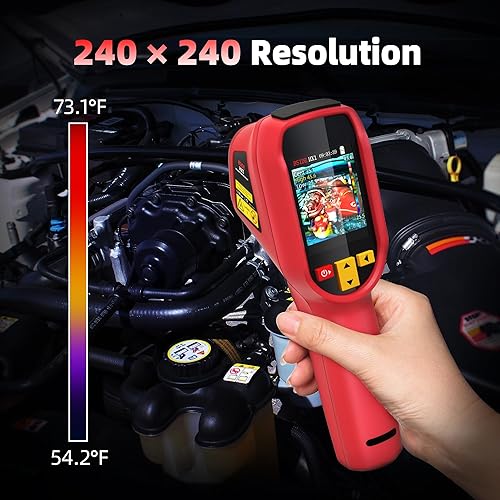 BSIDE Thermal Imaging Camera 240 x 240 Resolution Handheld Infrared Camera, 15 Thermal Palettes with 320 x 240 Full-Viewing TFT LCD for Home Inspection HVAC Electrical, 25Hz Refresh Rate, -4℉~1022℉ - Poueer