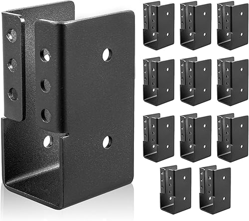 12PCS Concealed Joist Hangers, Concealed Flange Light Joist Hanger for Wood Rail, 2”x 4” Q235 Steel Joist Brackets - Poueer
