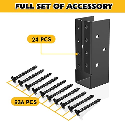 12PCS Concealed Joist Hangers, Concealed Flange Light Joist Hanger for Wood Rail, 2”x 4” Q235 Steel Joist Brackets - Poueer