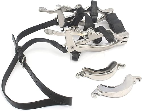 DDP Equine Horse Dental Mouth Gag Speculum with Floats Stainless Steel with Leather Straps Series 2000 Millenium Dentistry Veterinary BITS Cups Upper Lower Jaws - Poueer