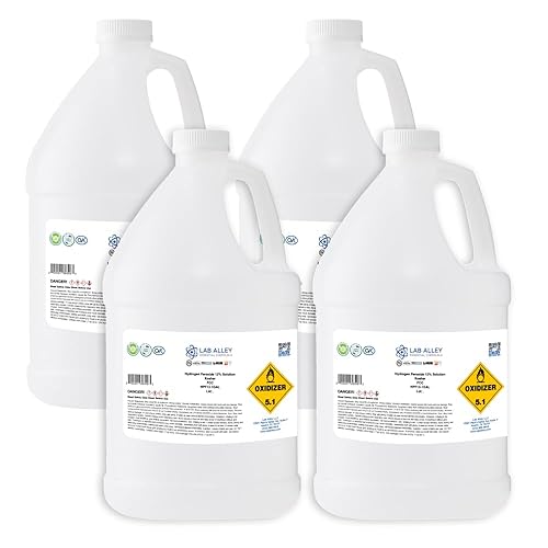 Hydrogen Peroxide 12% Food Grade, Kosher Certified, Halal, GMO-Free, Ideal for Kitchen, Laundry, Bath, Home - 1 Gallon - Poueer