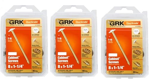 GRK (Three Pack) 120680 White Low Profile Cabinet Screw #8 by 1-1/4', (80per Pack) - Poueer