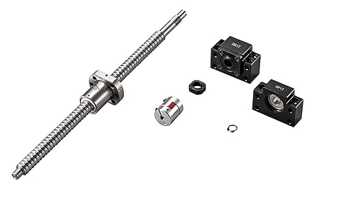 TEN-HIGH Ball Screw CNC Parts SFU2005 NSC, 1pcs Ball Screw + 1pcs Nut + 1pcs BK/BF15 End Support Units + 1pcs Coupler + End Machining, Diameter 20mm Lead 5mm Length 600mm - Poueer