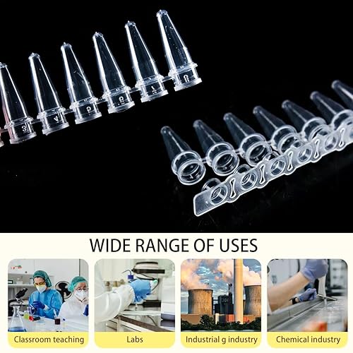 PCR Tubes with 0.2ml Thin Wall,Strip of 8 Tubes with Flat Caps,200 Strips/Bag（Flat caps Included） - Poueer