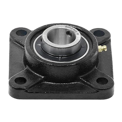 MAPLE ACE UCF207-22 Square Flange Bearing 1-3/8' Bore, 4-Bolt Self-Aligning, Solid Base, Heavy Duty (Qty 2) - Poueer