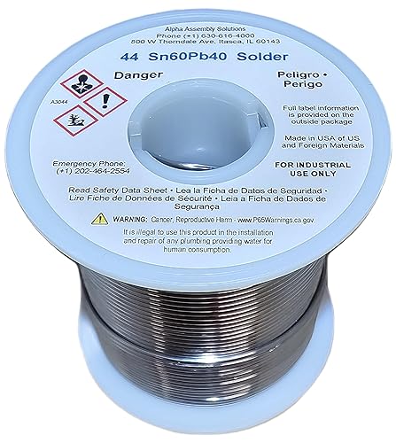 KESTER SOLDER 24-6040-0053 Solder Wire, 60/40 SN/PB, 190°C, 1LB, .050 Diameter, Yellow Label - Poueer