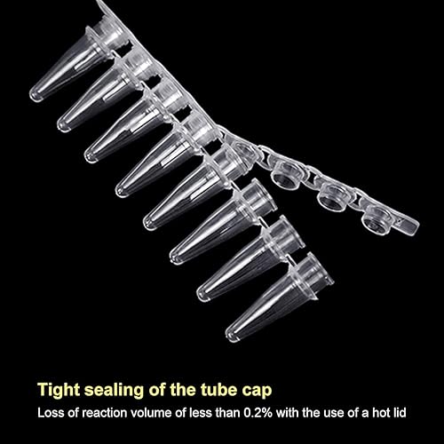 PCR Tubes with 0.2ml Thin Wall,Strip of 8 Tubes with Flat Caps,200 Strips/Bag（Flat caps Included） - Poueer