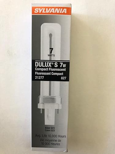 SYLVANIA 20 Pieces 21277 CF7DS/827/ECO Non-Dimmable DULUX 7 Watt 2700K G23 T4 CFL Bulb - Poueer