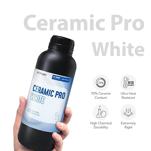 Phrozen Ceramic Pro Resin, Ceramic-Like Matt Finish, Ultra-Low Viscosity, for Industrial-Grade Mechanical Models (White, 1000ml) - Poueer