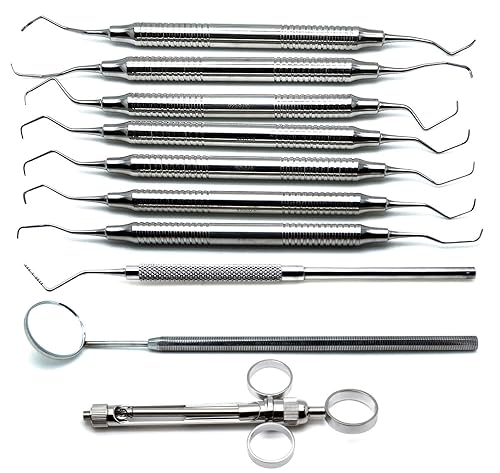Dental Scaling & Root Planning Tray Setup Stainless Steel Instruments Set of 10 - Poueer