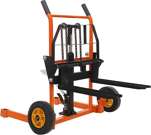 Lift Stacker, Adjustable Lift Table, Hydraulic Material Pallet Truck Dolly, 440 lbs 15.7”Fork Lifting Flat Truck Pallet Jack with 2 Casters,Steel Platform Pallet Stacker for Warehouse - Poueer